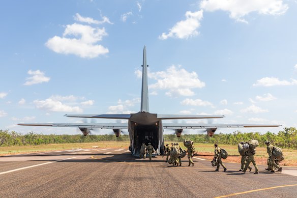 Soldiers during a 2025 training exercise at the Mount Bundey training area in the Northern Territory.