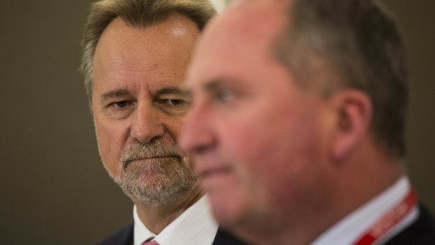 Indigenous Affairs Minister Nigel Scullion with Deputy Prime Minister Barnaby Joyce. 