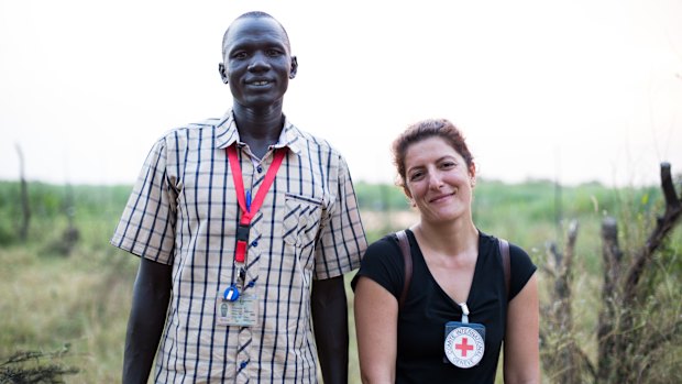 Dorsa Nazemi-Salman and local colleague Ruach Gatbel on the road from Old Fangak to New Fangak.