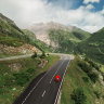 Mountain road in Switzerland in summer. 