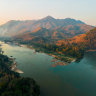 The Mekong River at sunset.