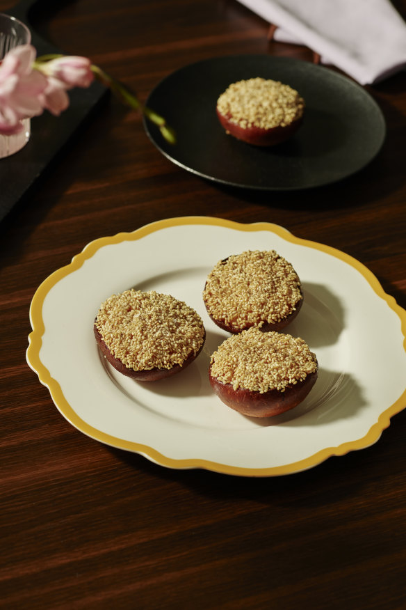 Prawn toasts, sansho and sesame.