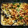 Jessica Brook's creamy four-cheese pasta with sweet leeks and crispy bits.