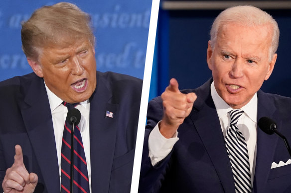 Donald Trump and Joe Biden during the  first presidential debate of 2020.