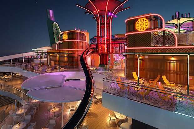 New photos of what will be the longest ‘dry’ slide at sea have been revealed,  MSC Cruises’ new ship, MSC World Asia, will boast the impressive attraction, called The Spiral @ Tree of Life.