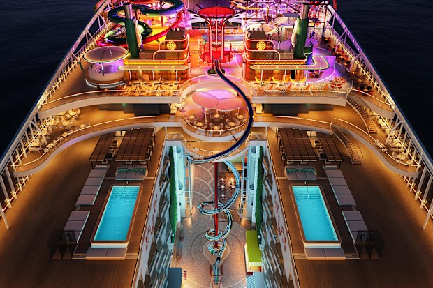 New photos of what will be the longest ‘dry’ slide at sea have been revealed,  MSC Cruises’ new ship, MSC World Asia, will boast the impressive attraction, called The Spiral @ Tree of Life.