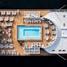 The pool deck of Luminara, the newest ship in the luxury Ritz-Carlton Yacht Collection.