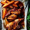 Harissa whole roast chicken and caramelised sweet potato