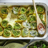 Super-green pasta rotolo.