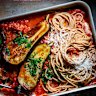 Give the Italian-American classic of pasta alla vodka a shake-up by adding fudgy roasted eggplant.
