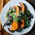 An accidentally vegan roasted pumpkin and brown rice salad with a Japanese twist.