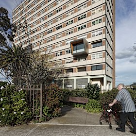 The pod design - designed by BKK Architects and Peter Elliott Architecture + Urban Design - still exists on the public housing highrise in Gordon Street.