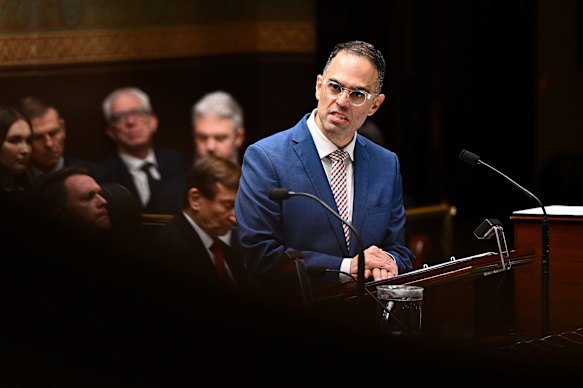NSW Treasurer Daniel Mookhey in the Legislative Assembly on Tuesday.