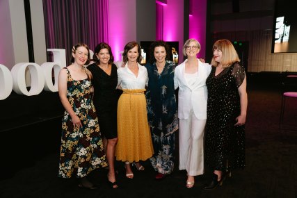 Annabel Smith, Trudi Jenkins, Ardyn Bernoth, Dani Valent, Roslyn Grundy and Andrea McGinniss of Good Food at The Age Good Food Guide Awards 2023.