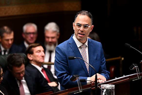 Daniel Mookhey delivers the budget in the legislative assembly.