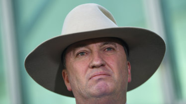 Barnaby Joyce reacts on Friday to Malcolm Turnbull's remarks.