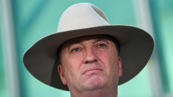 Barnaby Joyce reacts on Friday to Malcolm Turnbull's remarks.