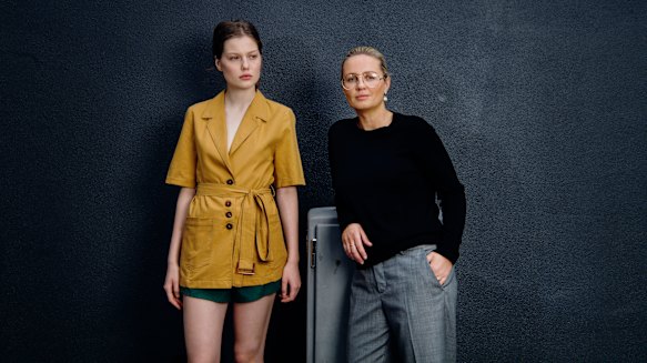 Marina Afonina (right) with a model wearing her Albus Lumen label, which has won the BT Emerging Designer Award.