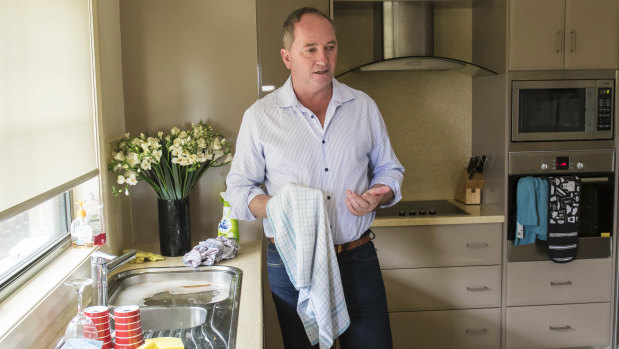 Barnaby Joyce at his "bachelor pad" in Armidale on Wednesday.