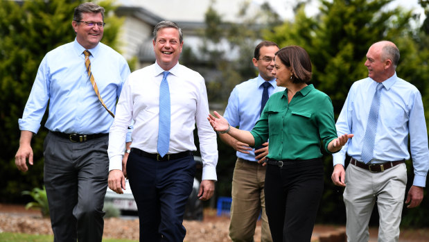 Opposition Leader Tim Nicholls on the campaign trail in Toowoomba in Friday.
