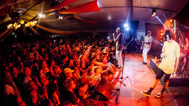 Hordes of revellers packed out the Songlines stage for baker Boy's show.