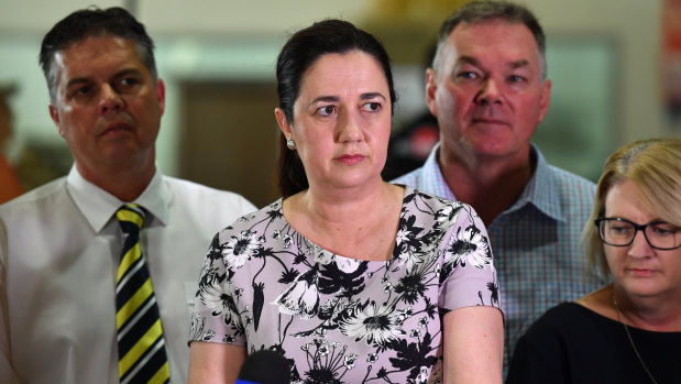 Premier Annastacia Palaszczuk, pictured campaigning in Townsville, says a promised report into the public service would not be made public prior to the election.