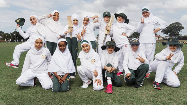 World game: The junior cricket team from Malek Fahd Islamic School, Greenacre.
