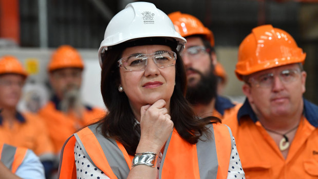 Queensland Premier Annastacia Palaszczuk on the campaign trail in Maryborough on Thursday.