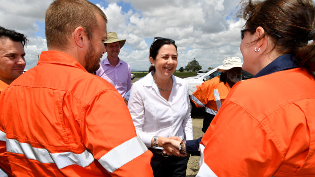 Queensland Premier Annastacia Palaszczuk campaigning in Mackay on Monday.