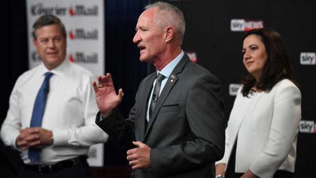 One Nation state leader Steve Dickson at the leaders' debate on Thursday night.