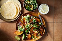 Get hands-on with this Mexican spice-roasted pumpkin with warm feta pico de gallo.