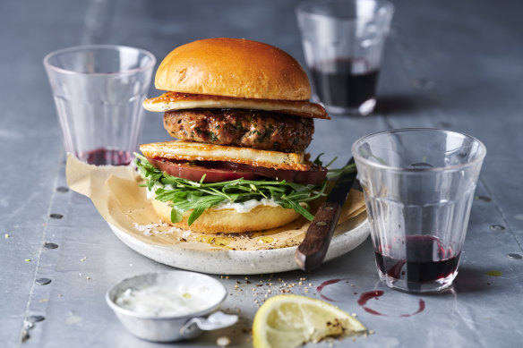 A new take on cheeseburger: lamb and saganaki burger.