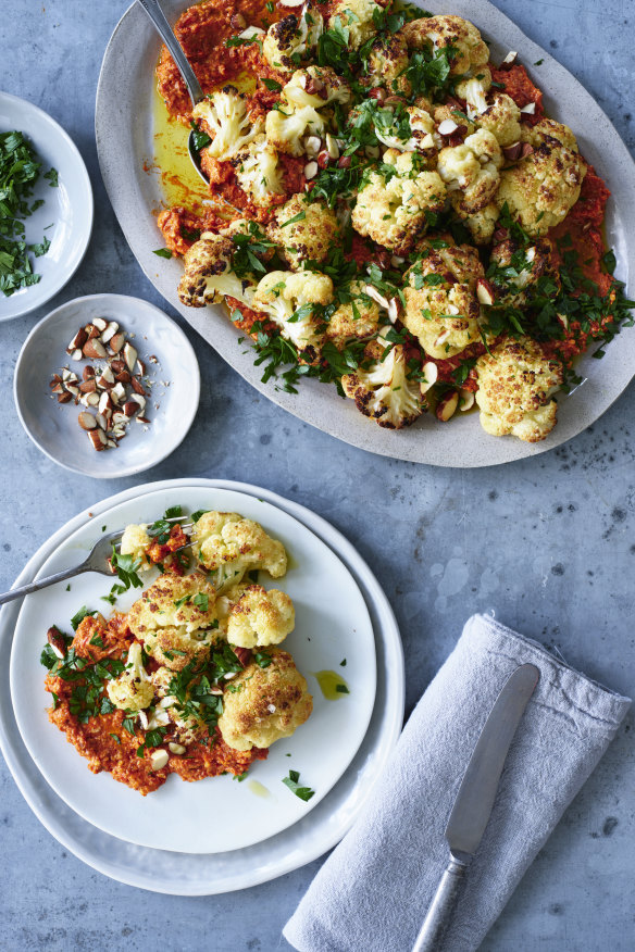 Adam Liaw’s roast cauliflower with sun-dried tomato and capsicum.