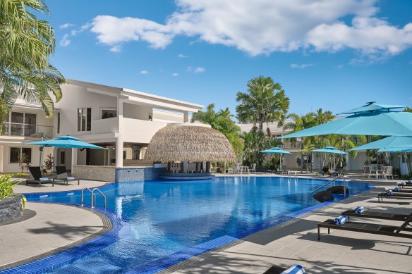 Cool haven: Poolside at Sheraton Samoa Aggie Grey’s Hotel and Bungalows.