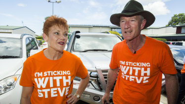 One Nation leader Pauline Hanson and Queensland One Nation leader and member for Buderim Steve Dickson, pictured at Sippy Downs, Buderim, on November 11.