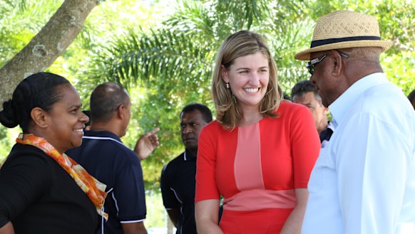 Ms Lui, Ms Fentiman and Getano Lui of the Torres Strait Island Regional Council.