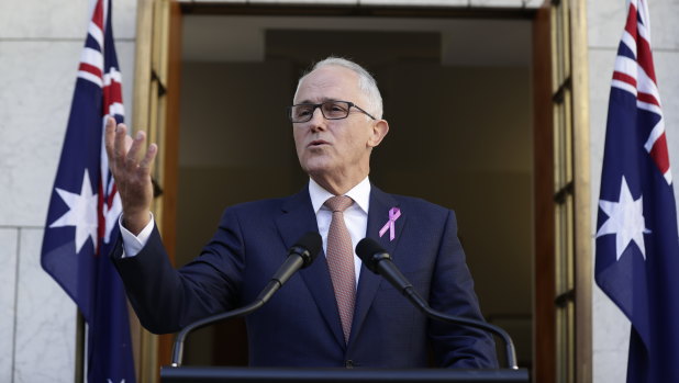 Malcolm Turnbull holds a press conference to announce a ban on sexual relationships between MPs and their staff.