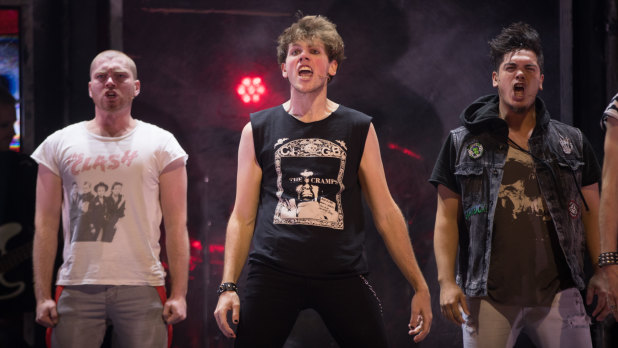 Ben Bennett (centre), the production's original leading man, has rejoined <i>American Idiot</i> following Monday's dismissal of Linden Furnell.