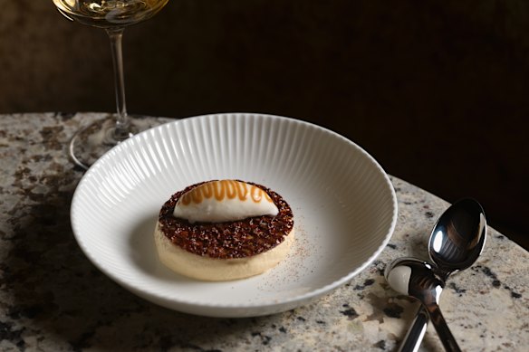 Chocolate wattleseed marquise in The Dining Room.