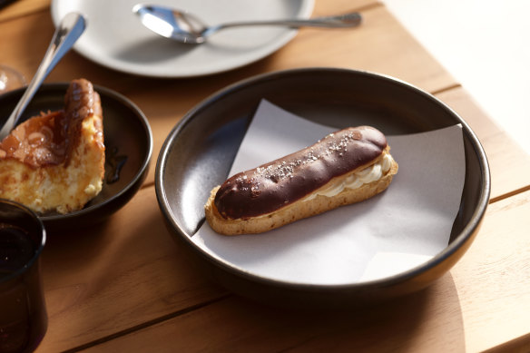 The yuzu eclair at Three Blue Ducks in Bellingen uses miso made by Ziggy’s Wildfoods. 