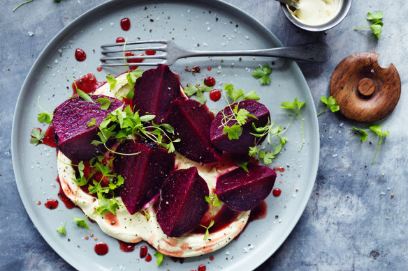 Adam Liaw’s wine-poached beetroot.