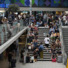 Travellers face delays at the Gare de Montparnasse station in Paris.