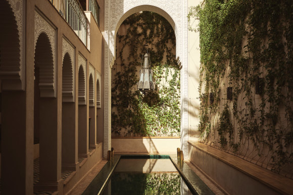 Poolside at the extraordinarily preserved Izza Marrakech.