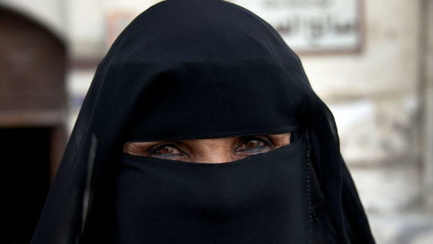 A veiled woman pictured in AlBalad, the old section of Jeddah, in Saudi Arabia.