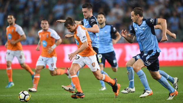 Tables turned: Sydney FC were chasing Brisbane from the outset during the 2-0 loss.