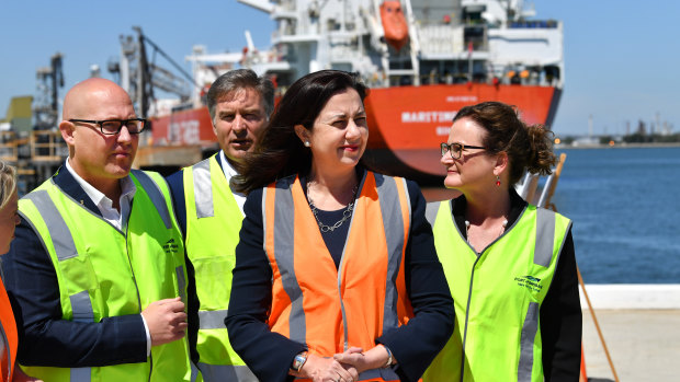 Queensland Premier Annastacia Palaszczuk, then-treasurer Curtis Pitt at an announcement in October 2017 to green-light the new cruise ship terminal for Brisbane.