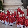 Cardinals in St Peter’s Square at the Vatican for the funeral mass for Pope Benedict XVI in 2023.