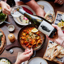 The share-friendly menu at Innocent Bystander in Healesville offers snacks, pizzas and paella.