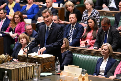 PM Liz Truss sits as the Chancellor of the Exchequer Jeremy Hunt speaks to the House of Commons.