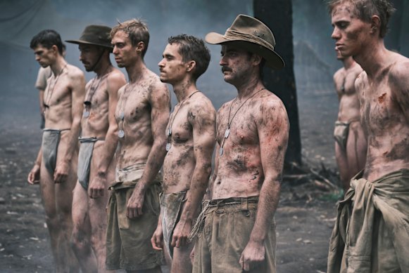 The Australian soldiers working on the Death Railway in a scene from The Narrow Road to the Deep North. 